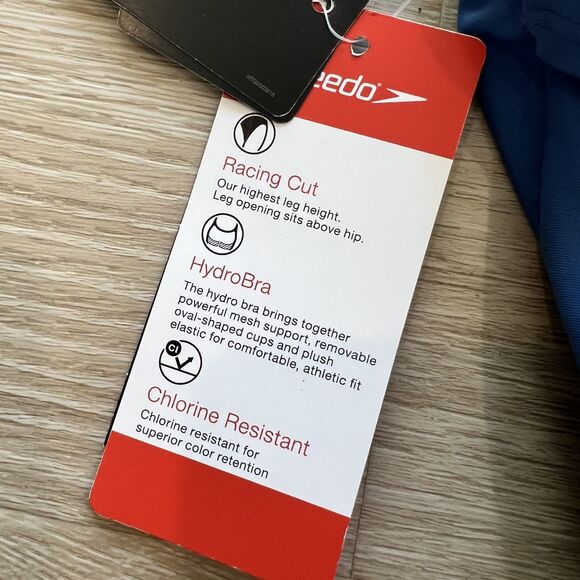 Speedo One Piece Swimsuit Thin Strap High Cut Bright Cobalt Women's-Size 12 - Picture 7 of 7